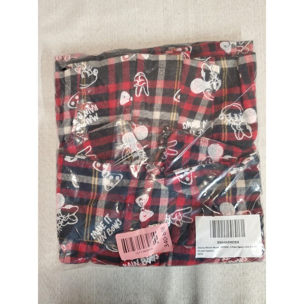 Disney Minnie Mouse Womens Pleated Skirt XL X-Large Maroon Red Plaid - Picture 2 of 3